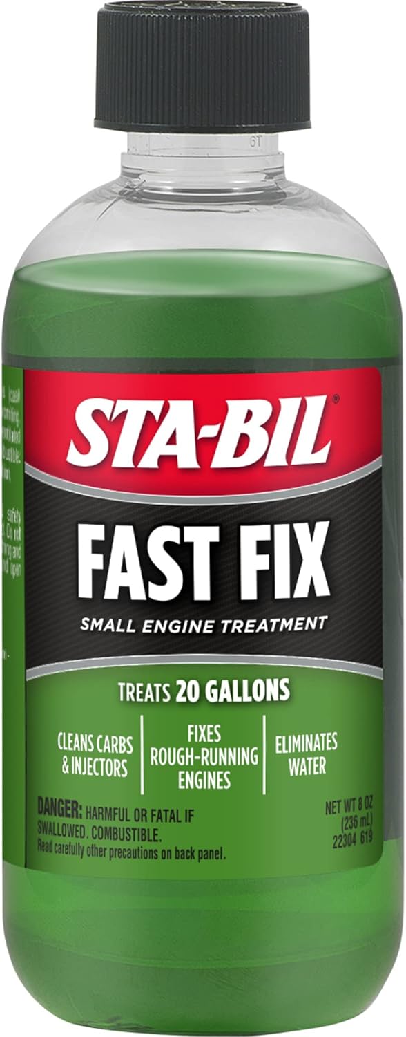STA-BIL Fast Fix - Small Engine Treatment, Cleans Carburetors and Injectors, Fixes Rough Running Engines, Eliminates Water, Treats Up to 20 Gallons, 8oz (22304) , Green