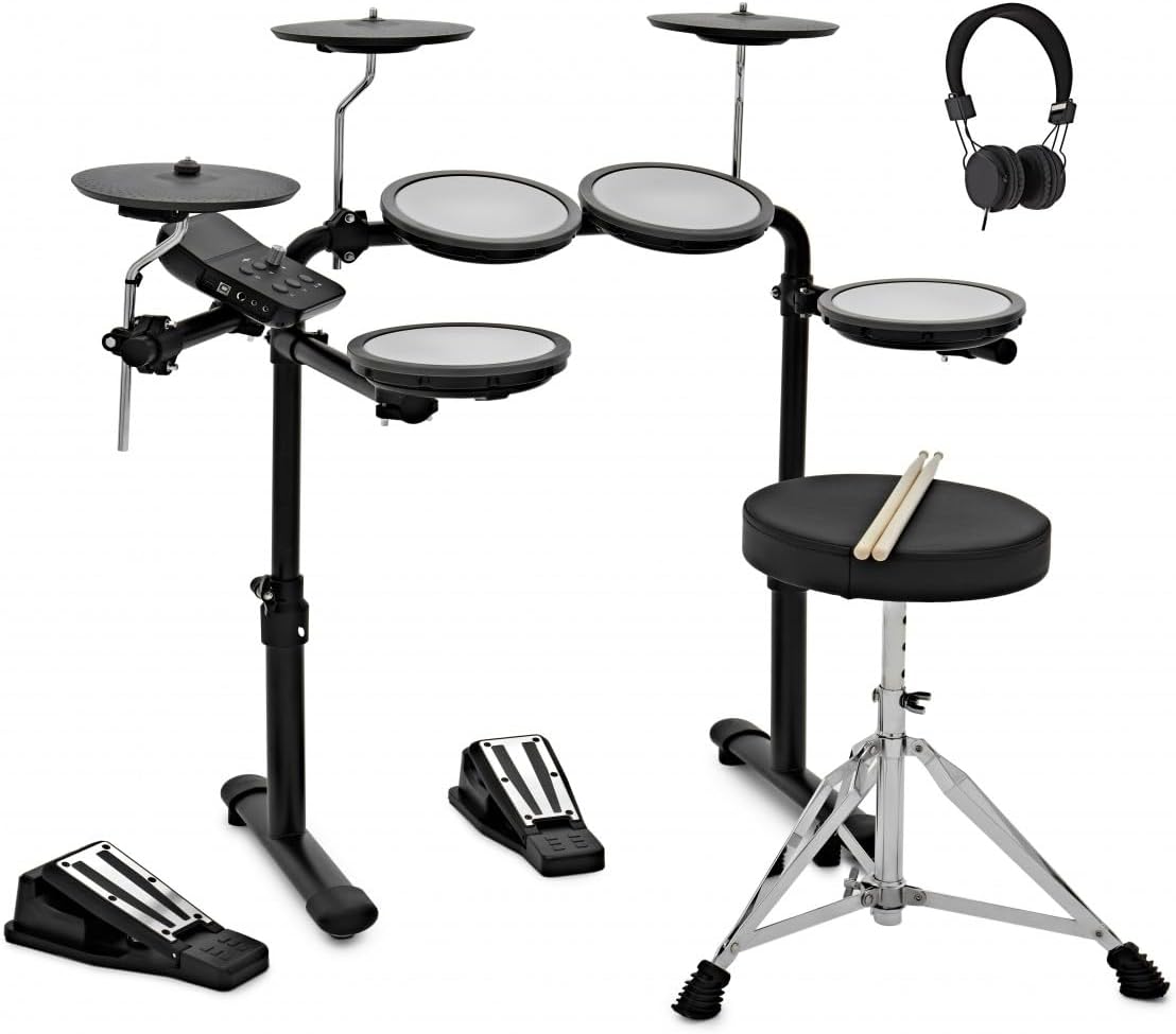 VISIONDRUM Compact Mesh Electronic Drum Set for Kids & Adults, Black