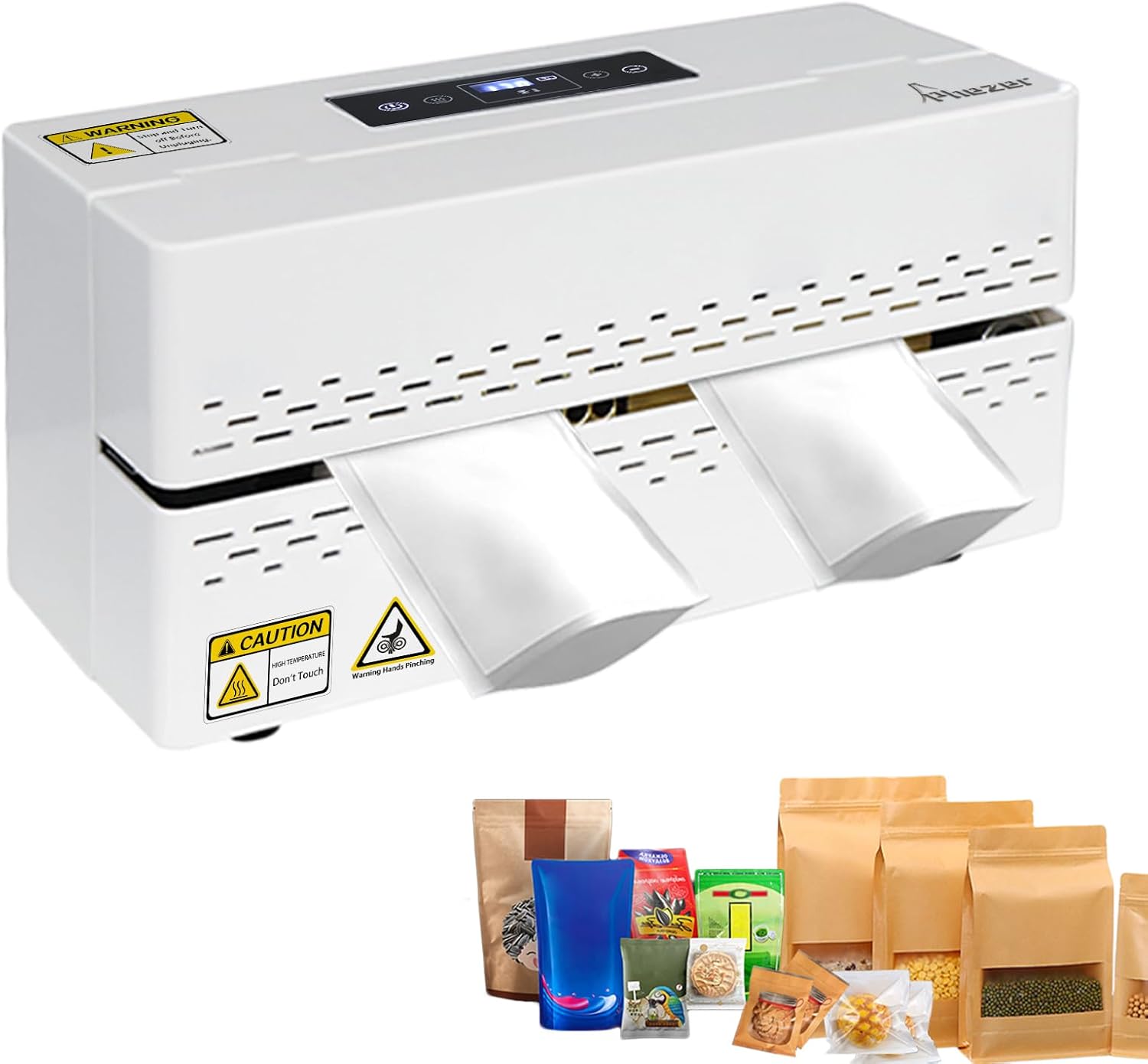 Continuous Commercial Bag Sealers for Plastic and Poly Bags, with Digital Temperature Control, Lightweight Horizontal Heat Sealing Machine for Food Storage, Kitchen, Bakery, Snacks Packaging