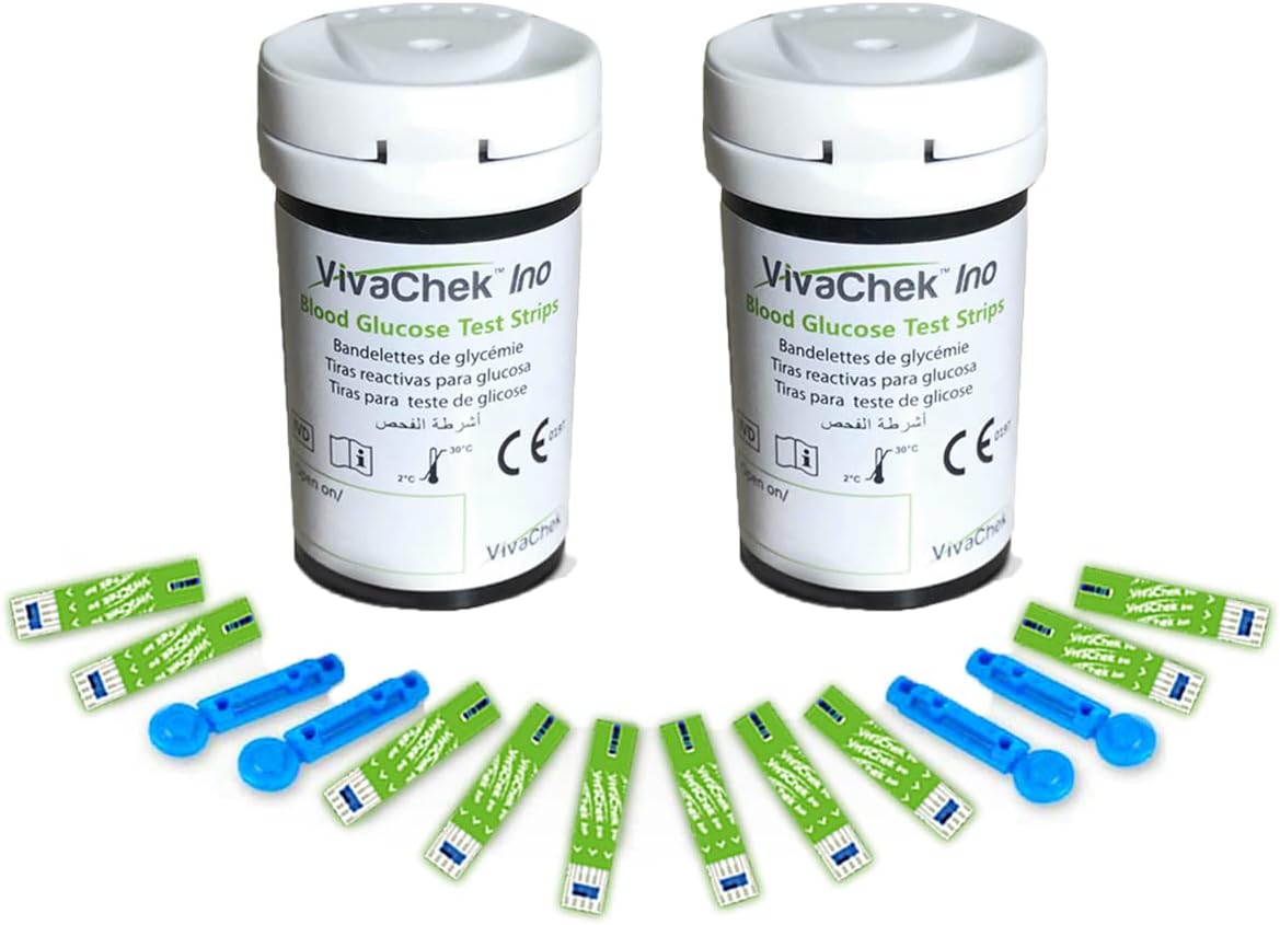 VivaChek Diabetes Strips x 50 & Diabetes Lancets x 50, Auto-Code Blood Glucose Test Strips, Blood Suger Test Strips for UK Diabetics (VivaChek Ino X Only)