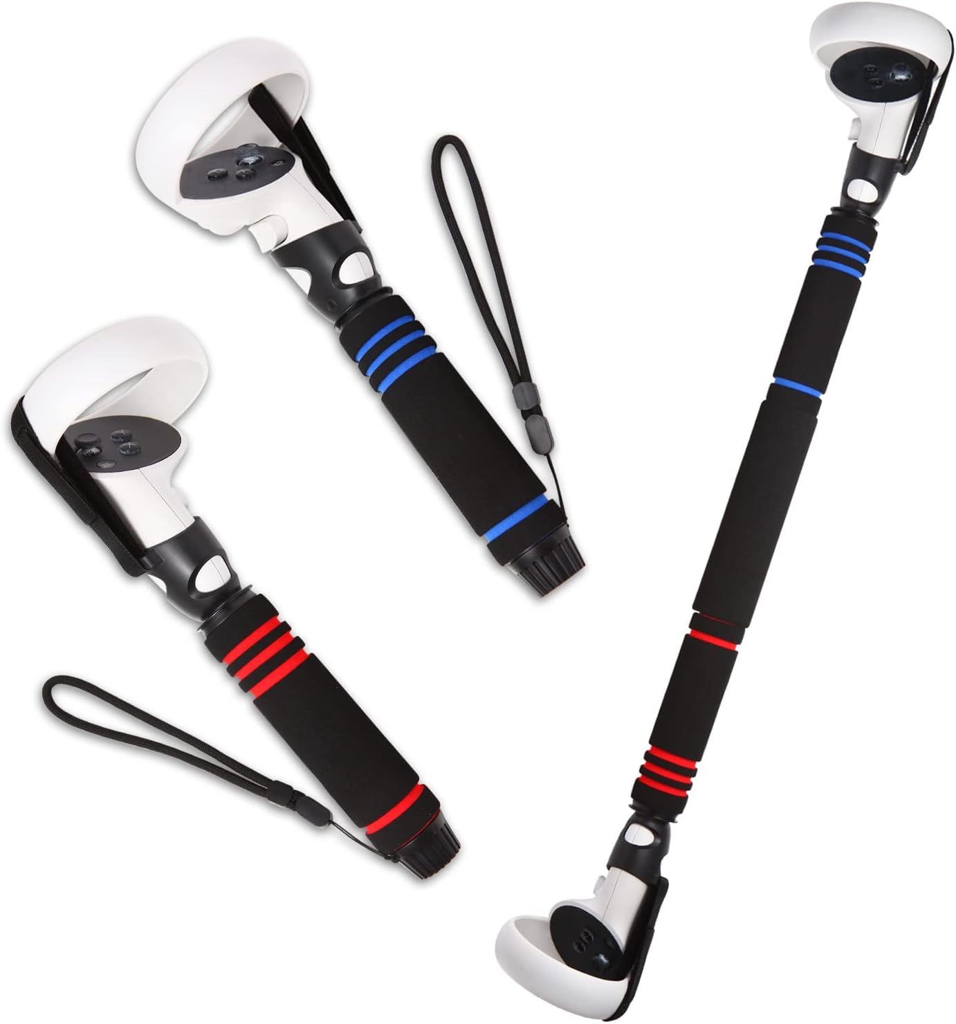 VR Game Handle Attachments for Oculus/Meta Quest 2 Beat Saber Handles,2 in 1 Multipurpose VR Dual/Long Stick Handle Extension Grips for Quest 2 Controllers Playing BeatSaber Gorilla Tag Games