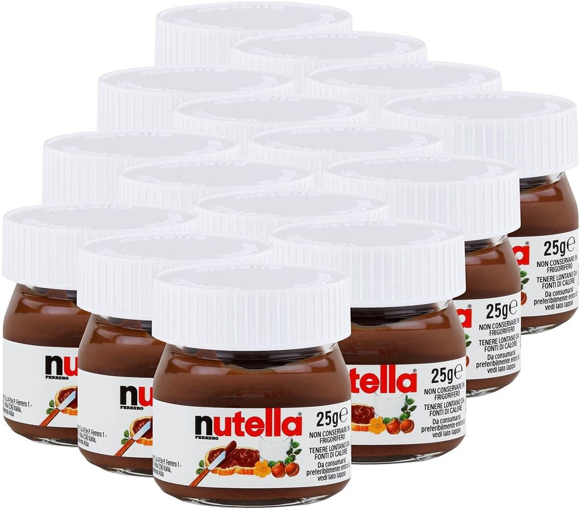 Ferrero Nutella Small Glass Mini – Set of 15, 25 g Bread Spread, Nut Nougat Cream Chocolate Spread