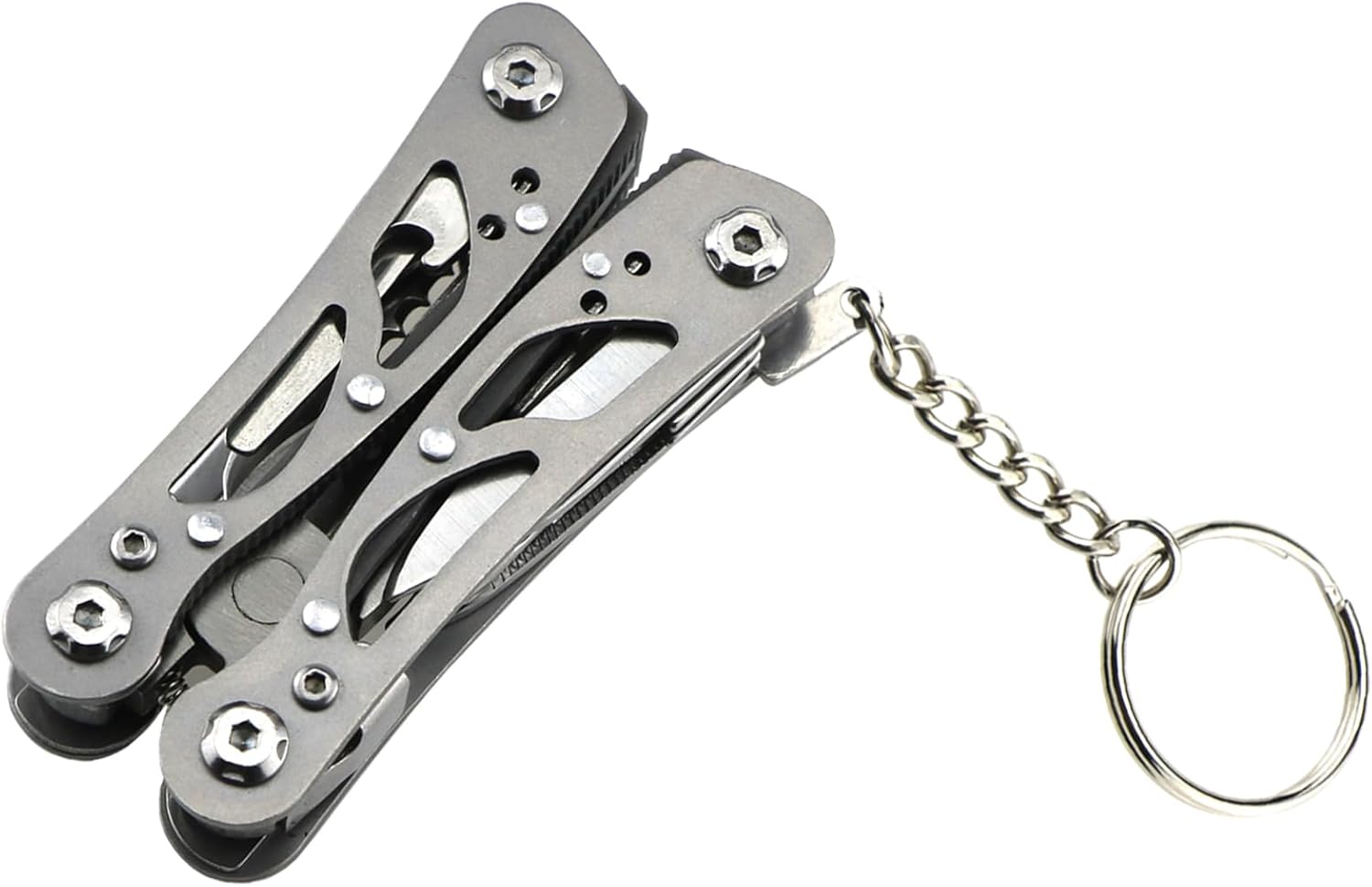 Small Multitool Pliers,Outdoor Pocket Multitools Mini Pliers,Best Gifts for Mens, Boys, Birthdays, Christmas, Friends, 15 In 1 Stainless Steel Accessible Tools(Grey)