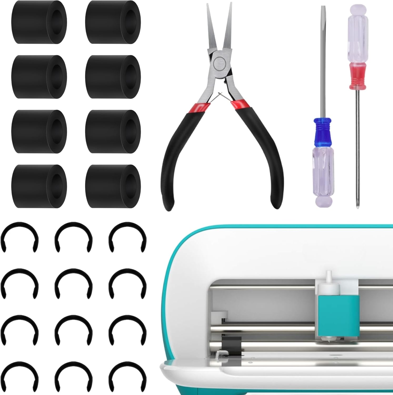 23 Packs Rubber from Moving Retaining Clip Rings Rubber Roller Replacements Sets Compatible with Cricut Joy,Only Rubber Roller Resolution for Cricut Joy Complete Repair Tools