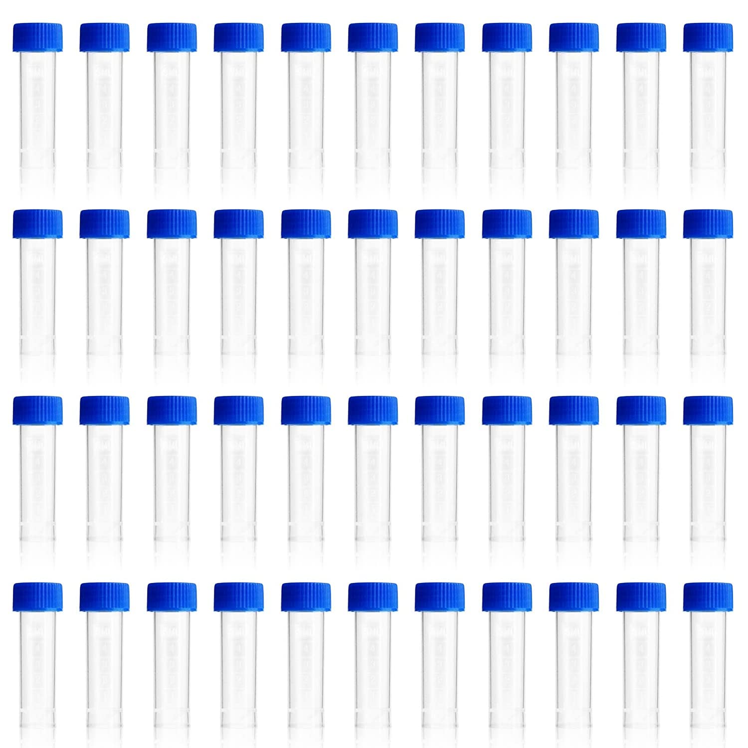 5ml Plastic Test Tubes Screw Caps Small Bottle Vial Storage Vial Storage Container for Lab-50pcs