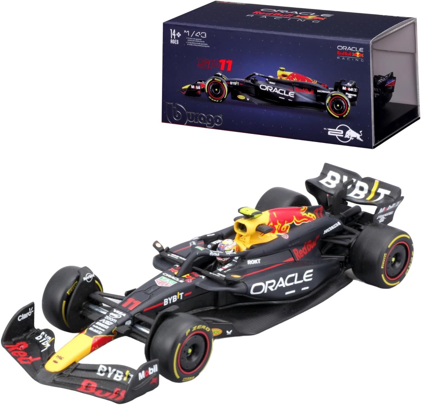 Bburago 1:43 2024 Race Oracle Red Bull RB20 with Helmet, Perez #11