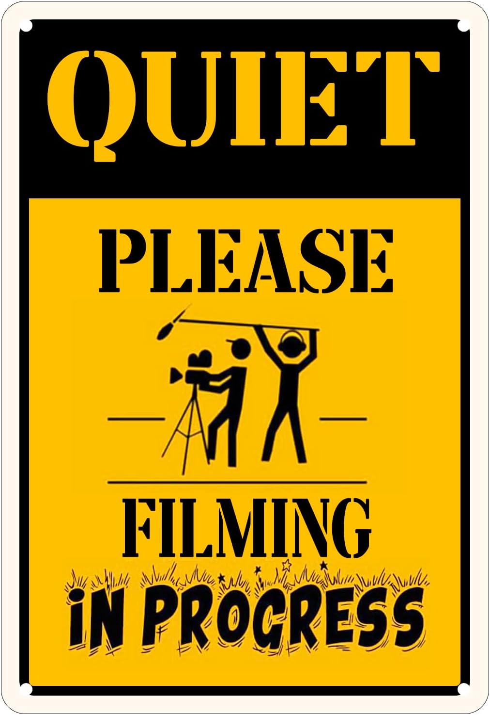 Nufar Vintage Tin Sign Retro Metal Sign Quiet Please Filming In Progress Tin Sign Wall Decor Plaque for Farm Fishing Garage Garden Yard, 12"" x 8"" Inch,de06A258