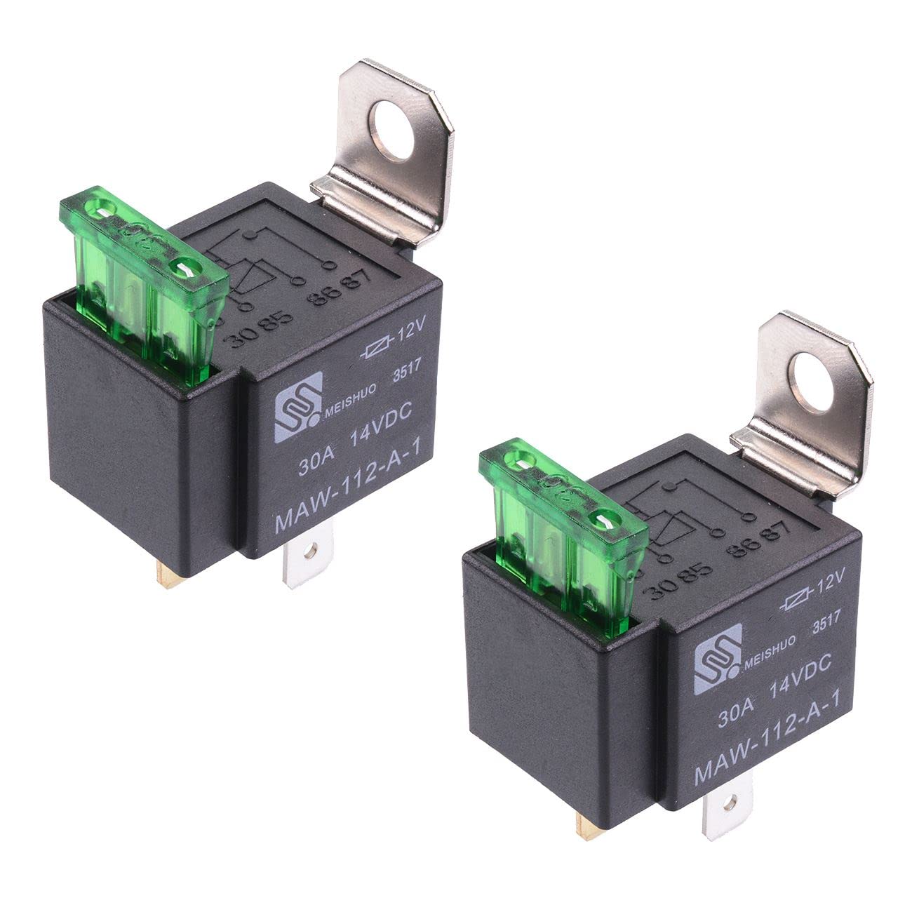 Pack of 2 x 12V Automotive On/Off Fused Relay 30A 4-Pin Automotive Car Vehicle