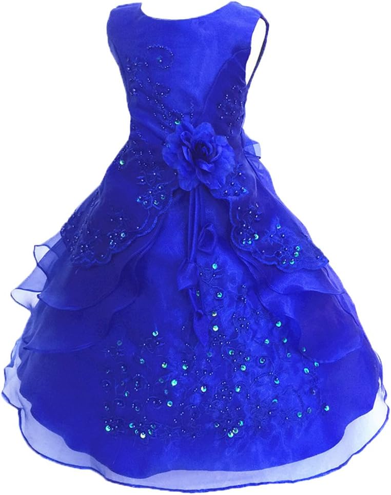 Joyshop Girl's Embroidered Flower Princess Sleeveless Dress Bridesmaid Beaded Party Gown Dress