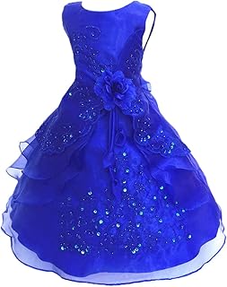 Joyshop Girl's Embroidered Flower Princess Sleeveless Dress Bridesmaid Beaded Party Gown Dress