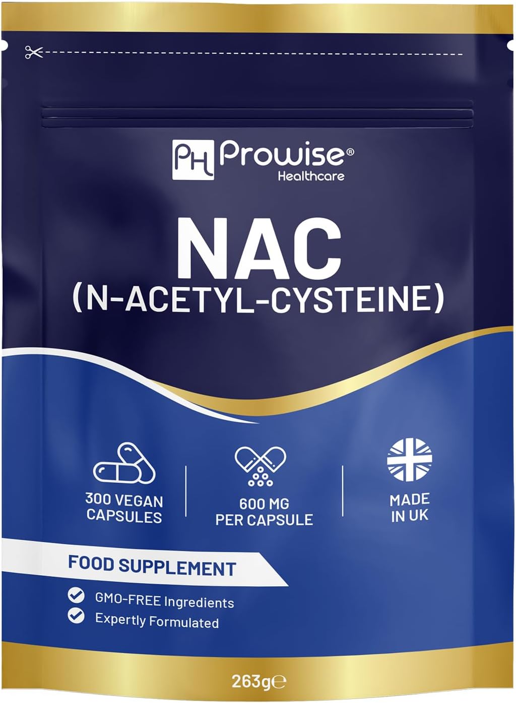 NAC N-Acetyl-Cysteine 600mg | 300 Capsules | Vegan N-Acetyl-Cysteine Nutritional Supplements | High Bioavailability & Letter Box Friendly | UK Manufactured by Prowise Healthcare