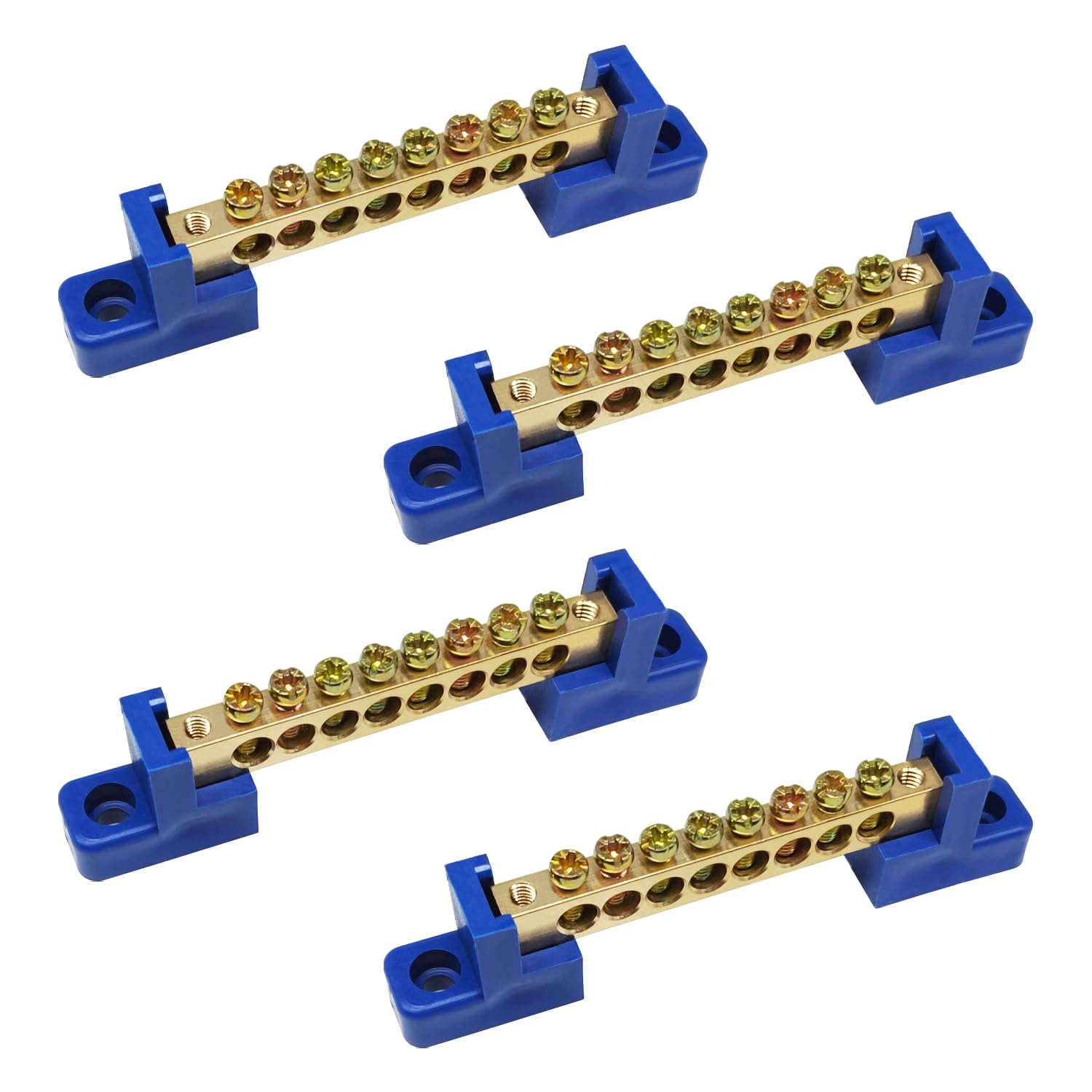 4PCS Ground Bus Bar 8 Positions Grounding Bus Bar Terminal Block Electrical Brass Wire Screw Terminal Bus Bars OLA002-8K