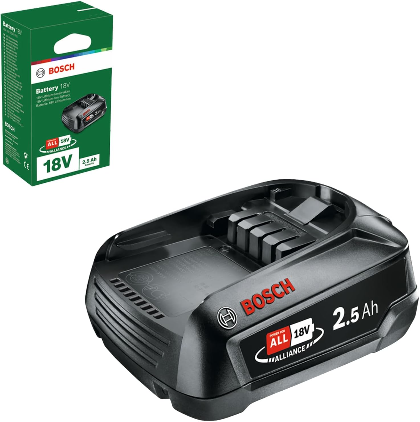 Bosch 1600A005B0 Battery Pack PBA 18V 2.5Ah W-B, 18 V, Black