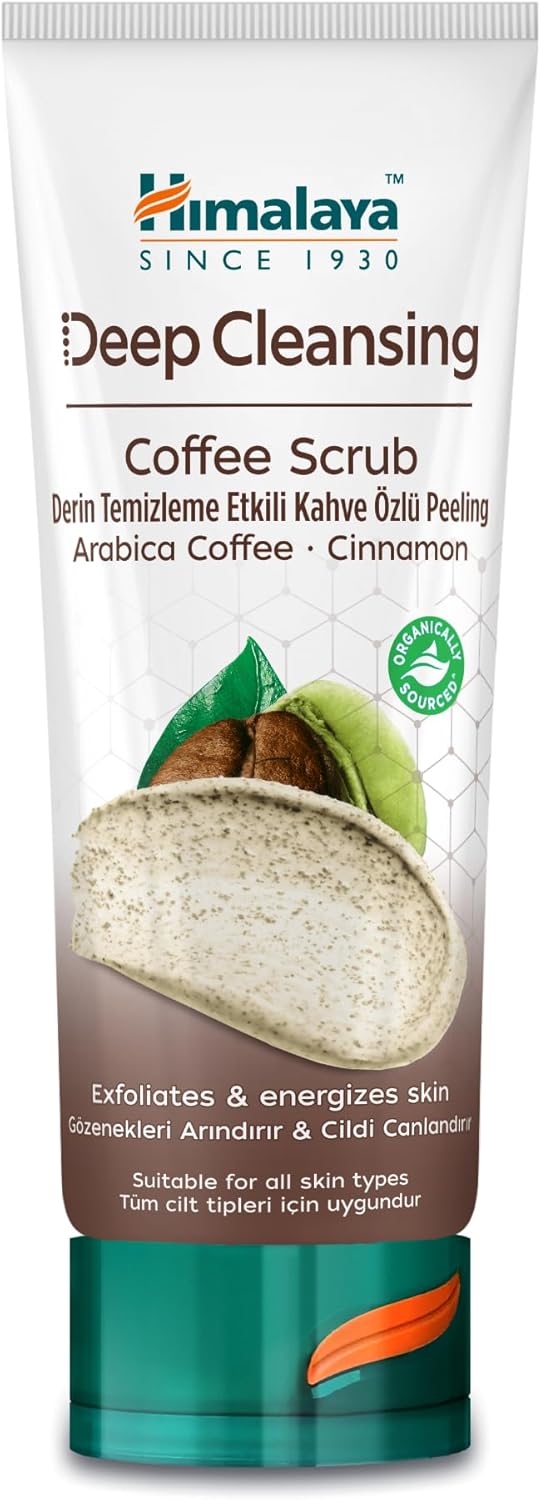 Himalaya Deep Cleansing Coffee Face Scrub with Coffee and Cinnamon for Gently Exfoliated and Purified Skin with Radiant, Oil-Free Glow, 75ml