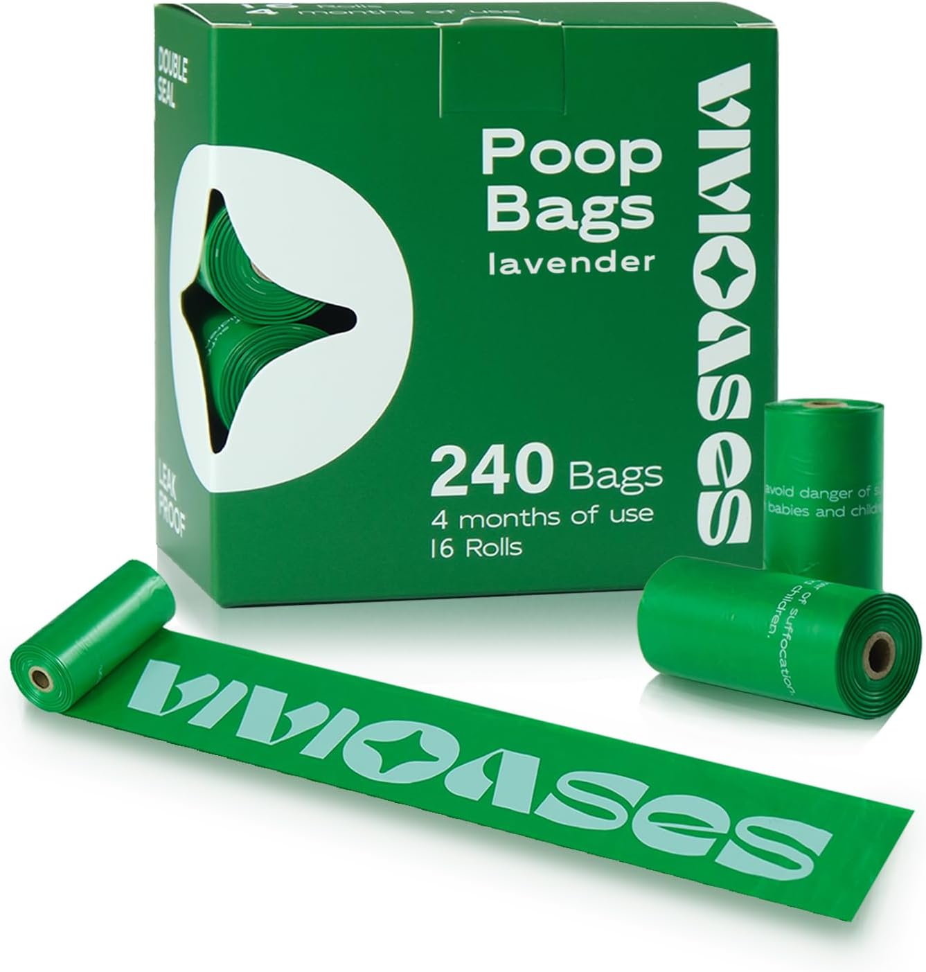 240 Count Dog Poop Bags Rolls, 9" x 13" Dog Bags for Poop, 100% Leak Proof and Strong Sturdy Doggie Poop Bags, Pet Waste Bags, Lavender, Scented