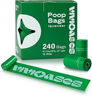 240 Count Dog Poop Bags Rolls, 9" x 13" Dog Bags for Poop, 100% Leak Proof and Strong Sturdy Doggie Poop Bags, Pet Waste Bags, Lavender, Scented