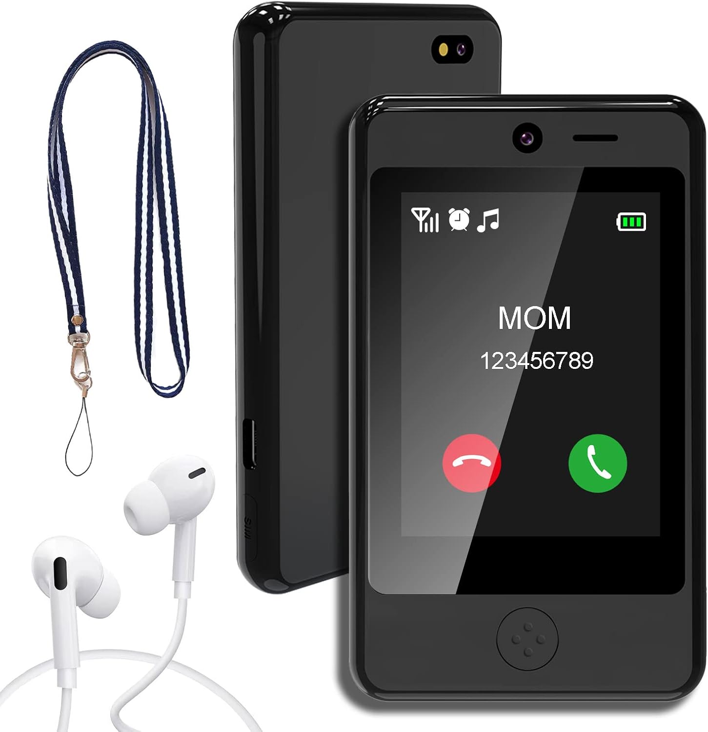 PTHTECHUS Kids Smart Phone for Girls & Boys - 2G Touchscreen Learning Toy with Camera, Music Player, Games, Alarm Clock, Educational Gift for Ages 4-10 black