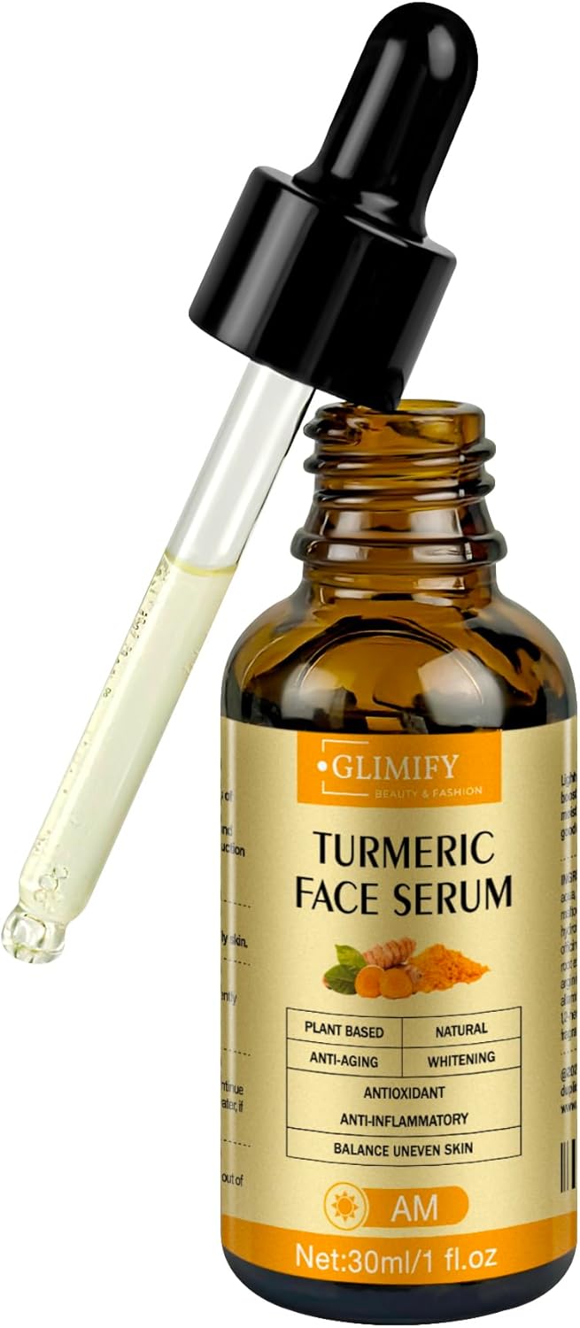 Turmeric Face Serum with Hyaluronic & Ginger | Brightening, Anti-Aging & Hydrating Facial Serum | Fades Dark Spots, Improves Skin Tone & Texture | 30ml