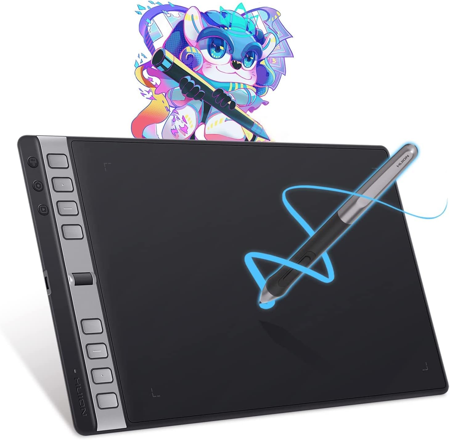 HUION New Inspiroy 2 L H1061P Graphics Tablet w/ 3 Group Keys + Scroller & Battery-Free Pen PW110, 10.5 x 6.56 inches Pen Tablet for Mac, Windows, Chrome OS, Harmony OS, Linux & Android, Black