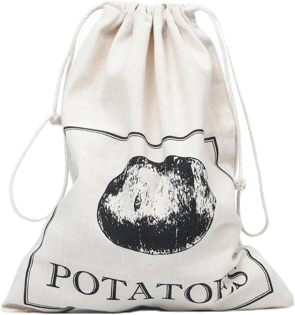 WINSOME Potato Storage Bags - 5KG Capacity 100% Cotton Drawstring for Vegetables | 30 x 38 cm for Storing & Keeping Food Fresh