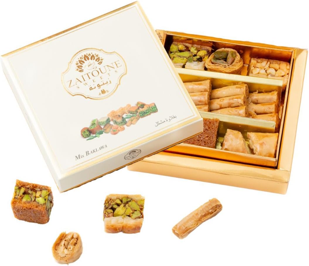 Zaitoune Cashew & Pistachio Baklava Selection Box - 100 g | Traditional Luxury Pastry | Arabic Dessert with Authentic Flavours in Beautiful Packaging | Handmade in Turkey