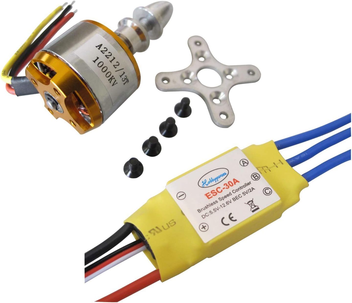 hobbypower A2212 1000kv Brushless Motor + 30a ESC for Multicopter 450 X525 Quadcopter