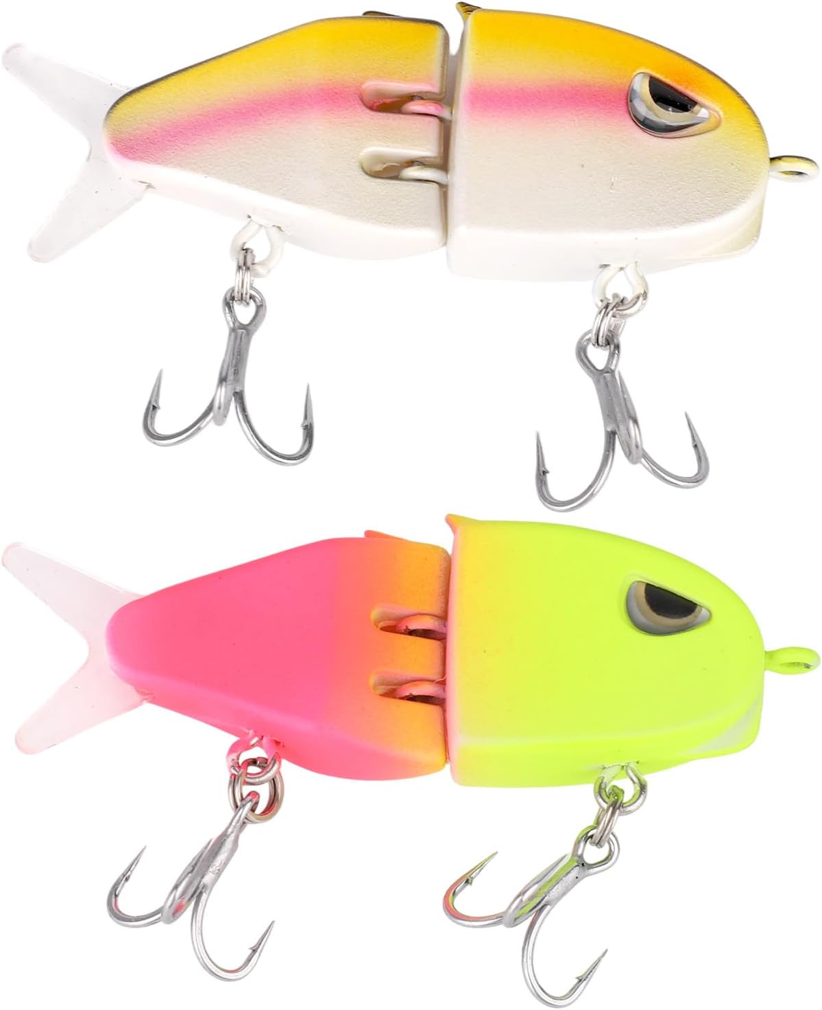 BOXOB 2pcs Mini Glide Bait, Realistic Glide Baits Lifelike Swim Bait Lure with High-Carbon Hooks for Perch Raptor Fishing Men Family Freshwater & Saltwater