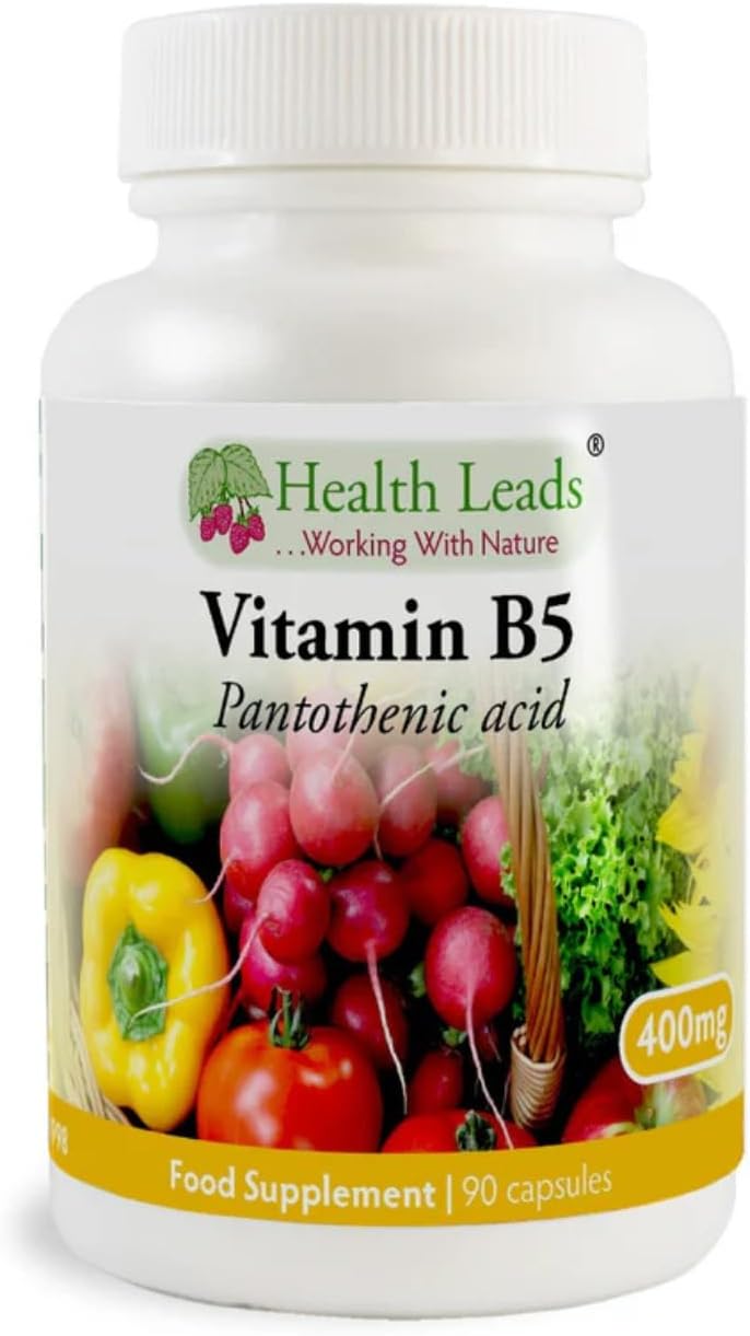 Vitamin B5 (Pantothenic Acid) 400mg x 90 Capsules (Magnesium Stearate Free)
