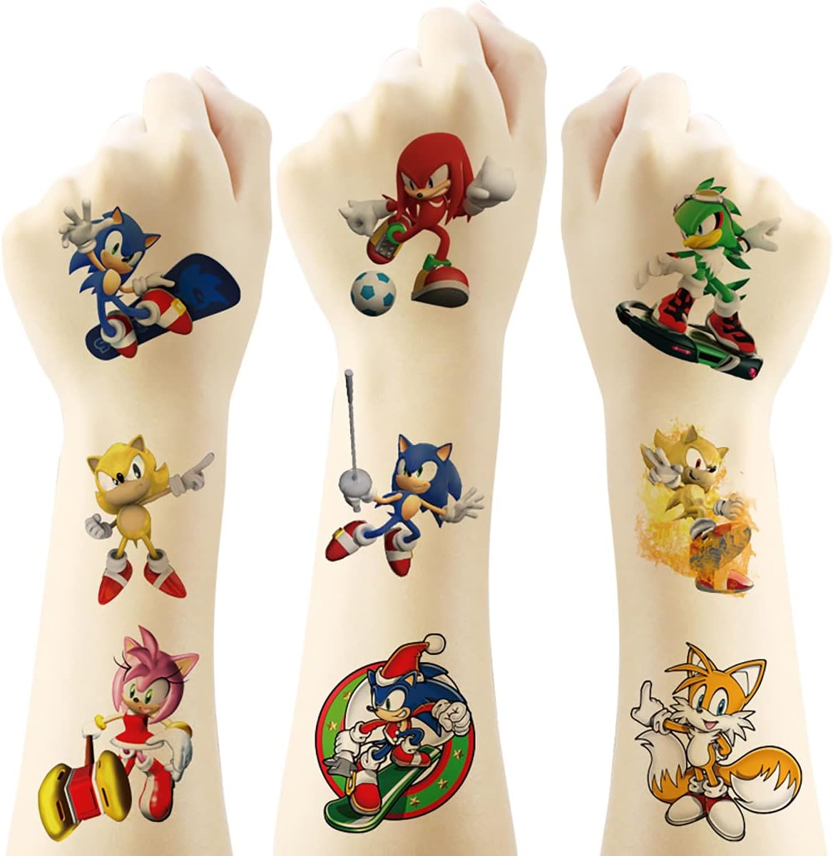 Sonic Tattoo for Kids, 20 Sheets Big Children's Temporary Tattoo Body Art Tattoo Stickers,Goody Bag Stuffers Party Bag Fillers (2x2 Inch) …