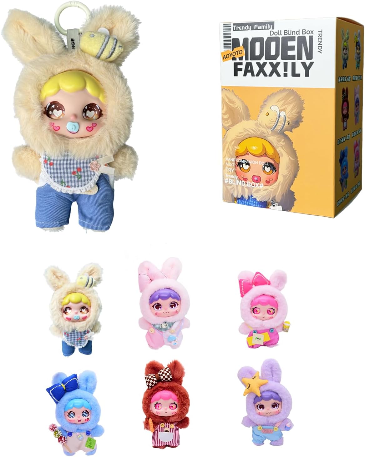 AOYOTO Mini Plush (1 of 6) Mini Mystery Plush Series – Blind Box Collectible for Kids Collectible soft and squishy little stuffed animal – Perfect Birthday/Easter Gift/Stocking Stuffers!