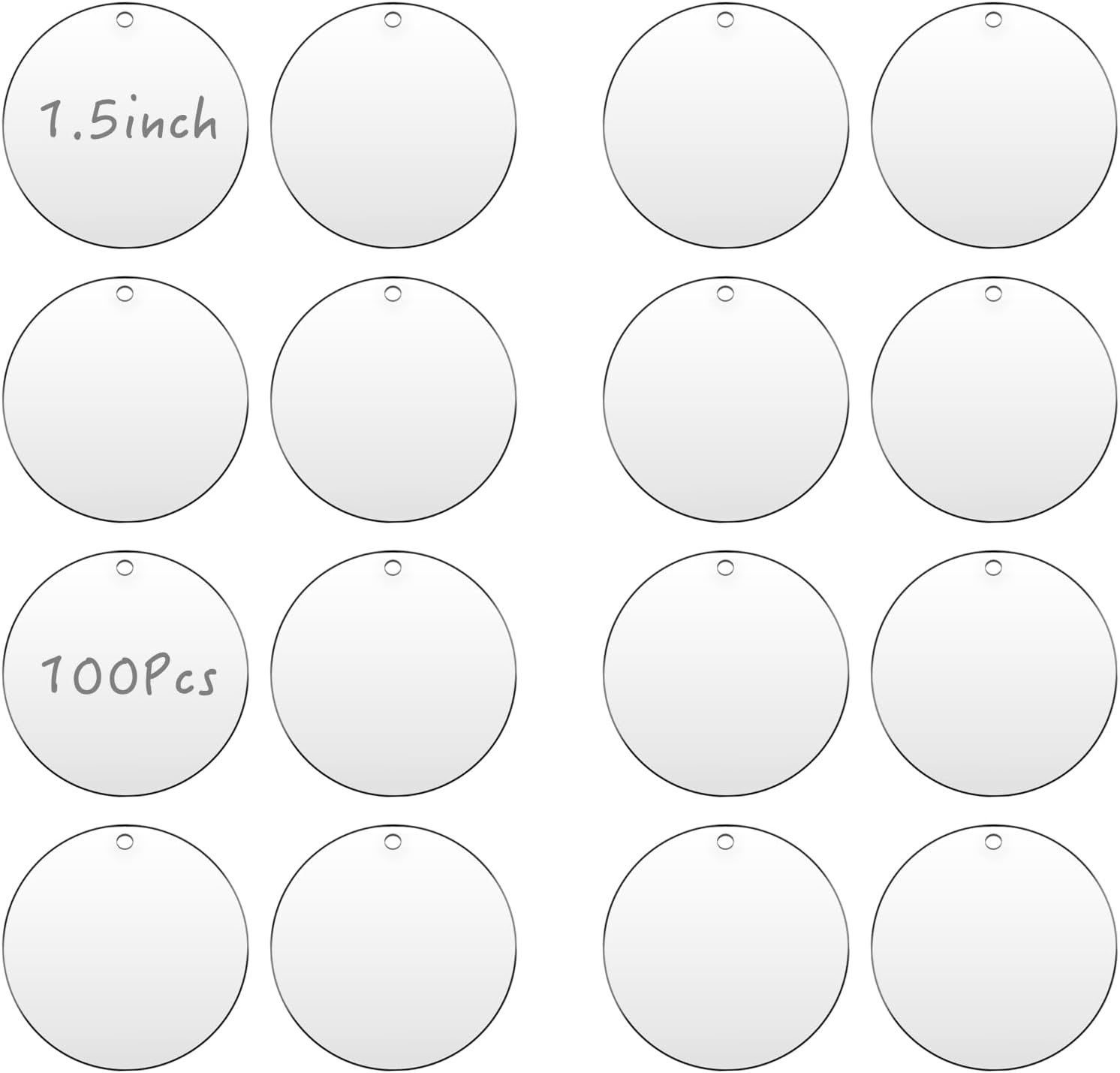 Senbota100 Pcs 1.5 inch Clear Small Circles Acrylic Blank 2mm Thick Round Sheets with Holes for Make Mini Hanging Jewelry Keychain Labels DIY Crafts