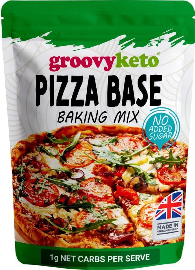 Groovy Keto Pizza Base Mix (Makes 2 bases) | Low Carb | Keto Friendly | High in Fibre | Only 1g Net Carbs Per slice | Keto Baking Mix, Diabetic Friendly - 260g Pouch
