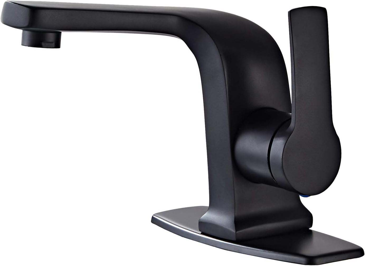 Modern Black Bathroom Faucet,Single Handle Commercial Bathroom Sink Faucet Single Hole with 6 Inches Deck KOHONBY