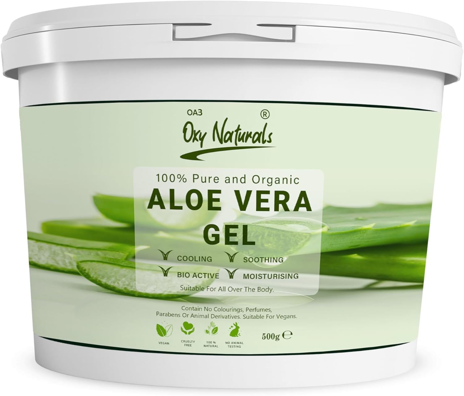 100% Pure Aloe Vera Gel from Freshly Cut Aloe Ideal for all skin & hair types After Sun Care, Dry Skin Hydration, Acne, Suitable for Face, Body, Hair, Cruelty-free Big 500g