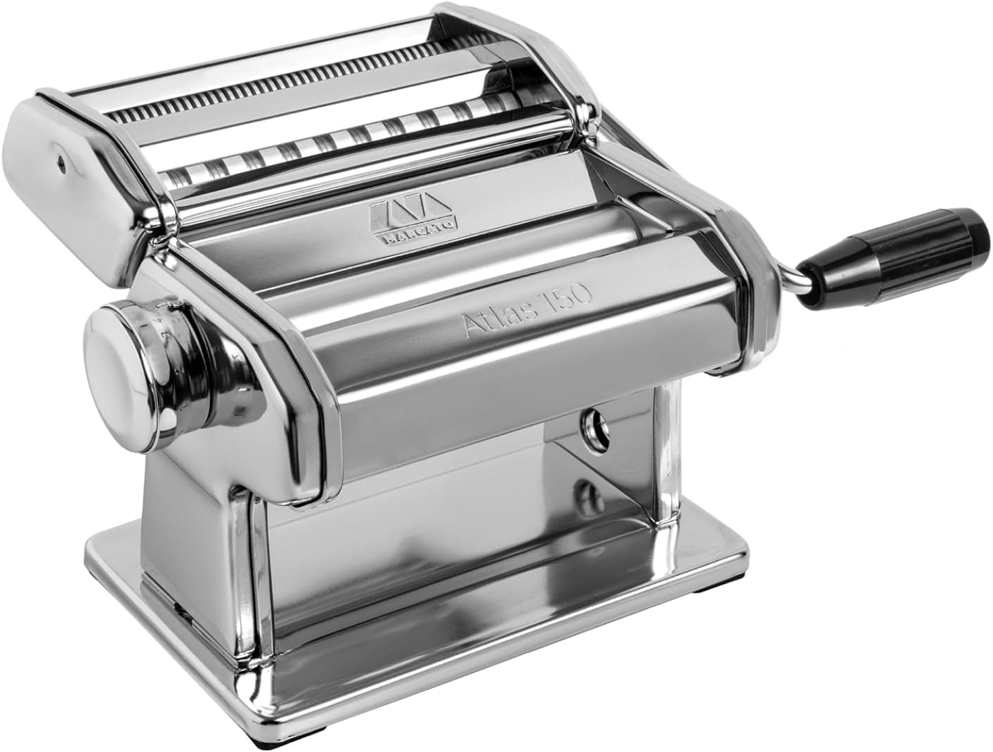 MARCATO Made in Italy Atlas 150 Classic Manual Pasta Maker Machine, Chrome Steel. Makes Lasagna, Fettuccine & Tagliolini .