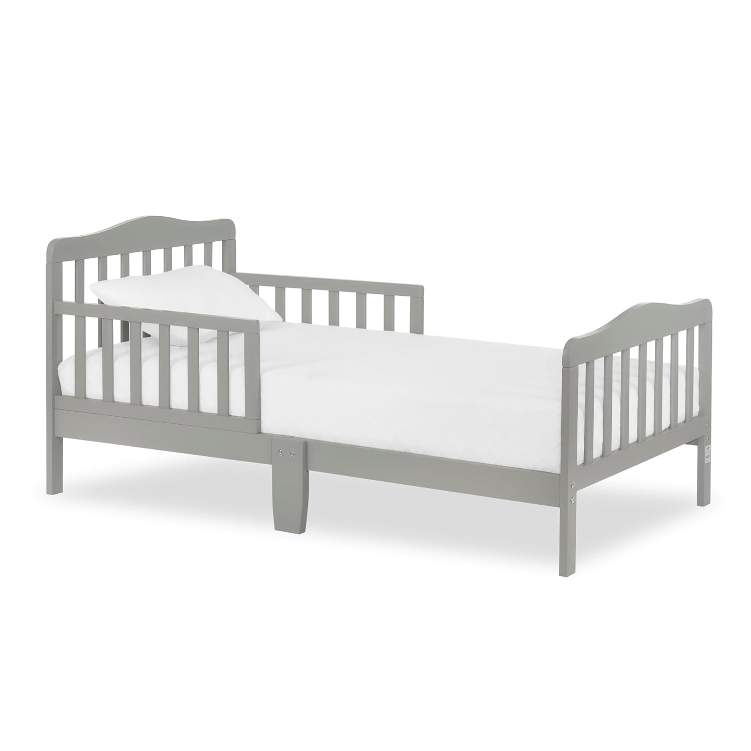 Dream On Me Classic Design Toddler Bed In Cool Grey, Greenguard Gold And JPMA Certified, Low To Floor Design, Two Side Safety rails, Non-Toxic Finishes, Wooden Nursery Furniture