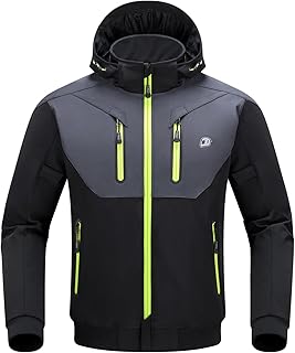 BORLENI Motorcycle Jacket with CE Armor Removable Liner Detachable Hood for Men Motorbike Riding Jacket Windproof All Seasons