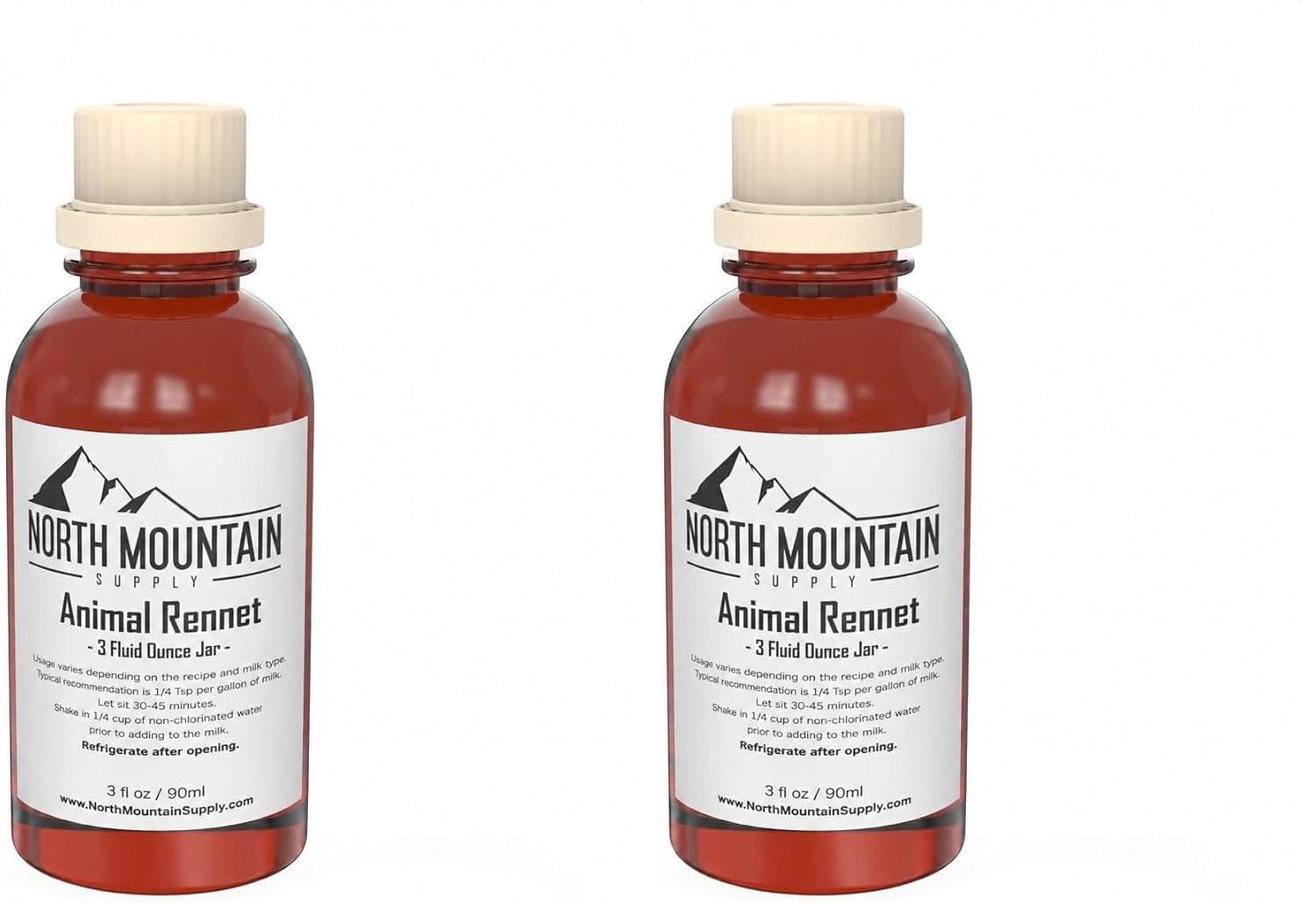 North Mountain Supply Professional Quality Liquid Calf Rennet - Animal Rennet for Cheese Making - 4 Fluid Ounces,(Pack of 2)