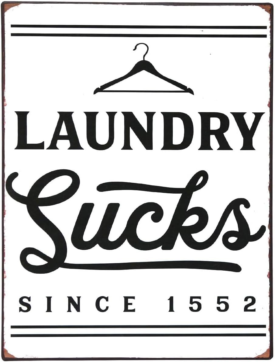 Laundry Sign Laundry Sucks Metal Sign Since 1552 Laundry Room Metal Sign Vintage Metal Wash Room Decoration Sign Retro Look Decor Art Sign 8x12inches(Q20)