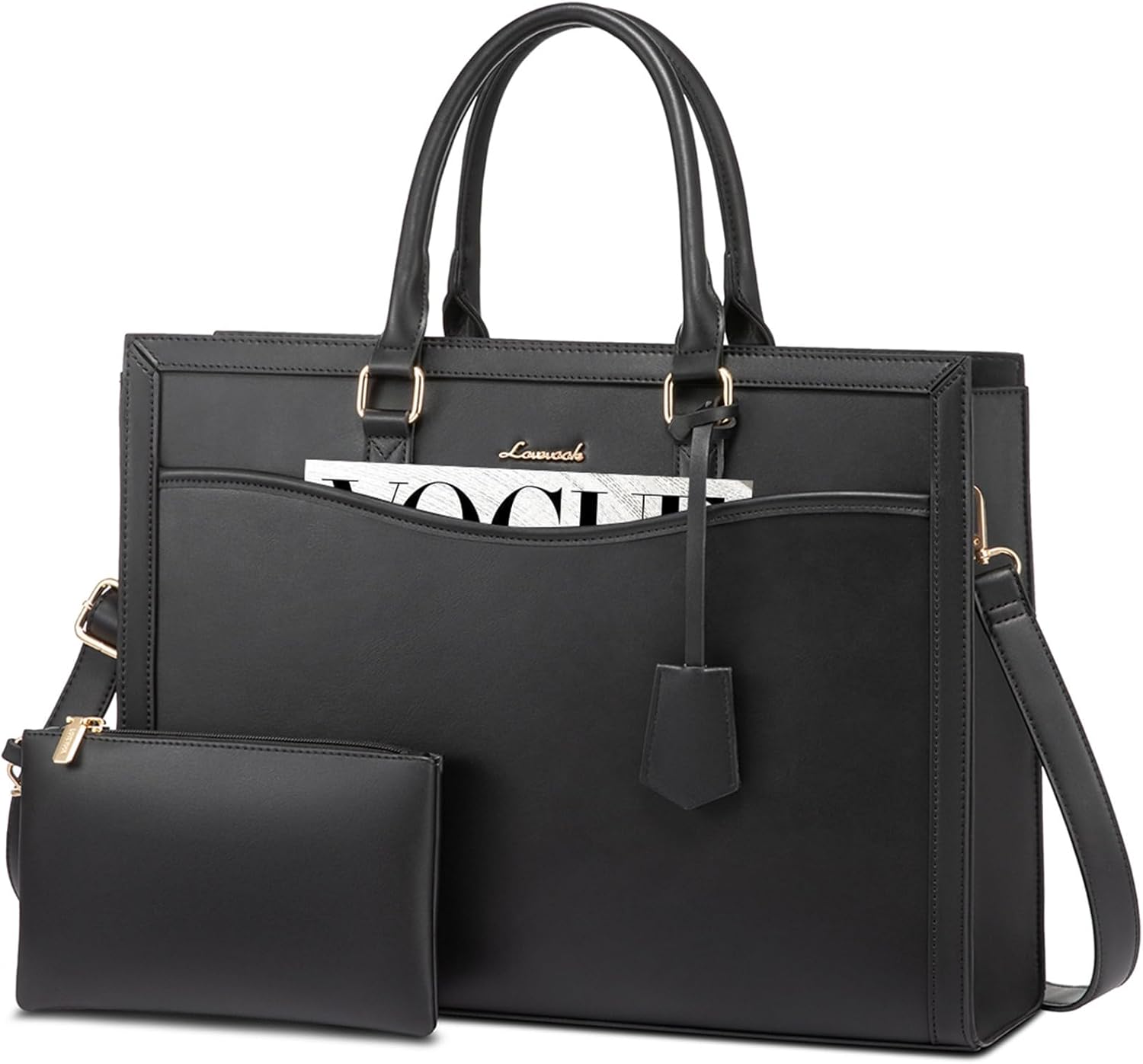 LOVEVOOK Laptop Bags for Women, Ladies Work Tote Bags with Laptop Compartment, Large Women Shoulder Bag Leather Handbags, Womens Shopping Bag for Office Business