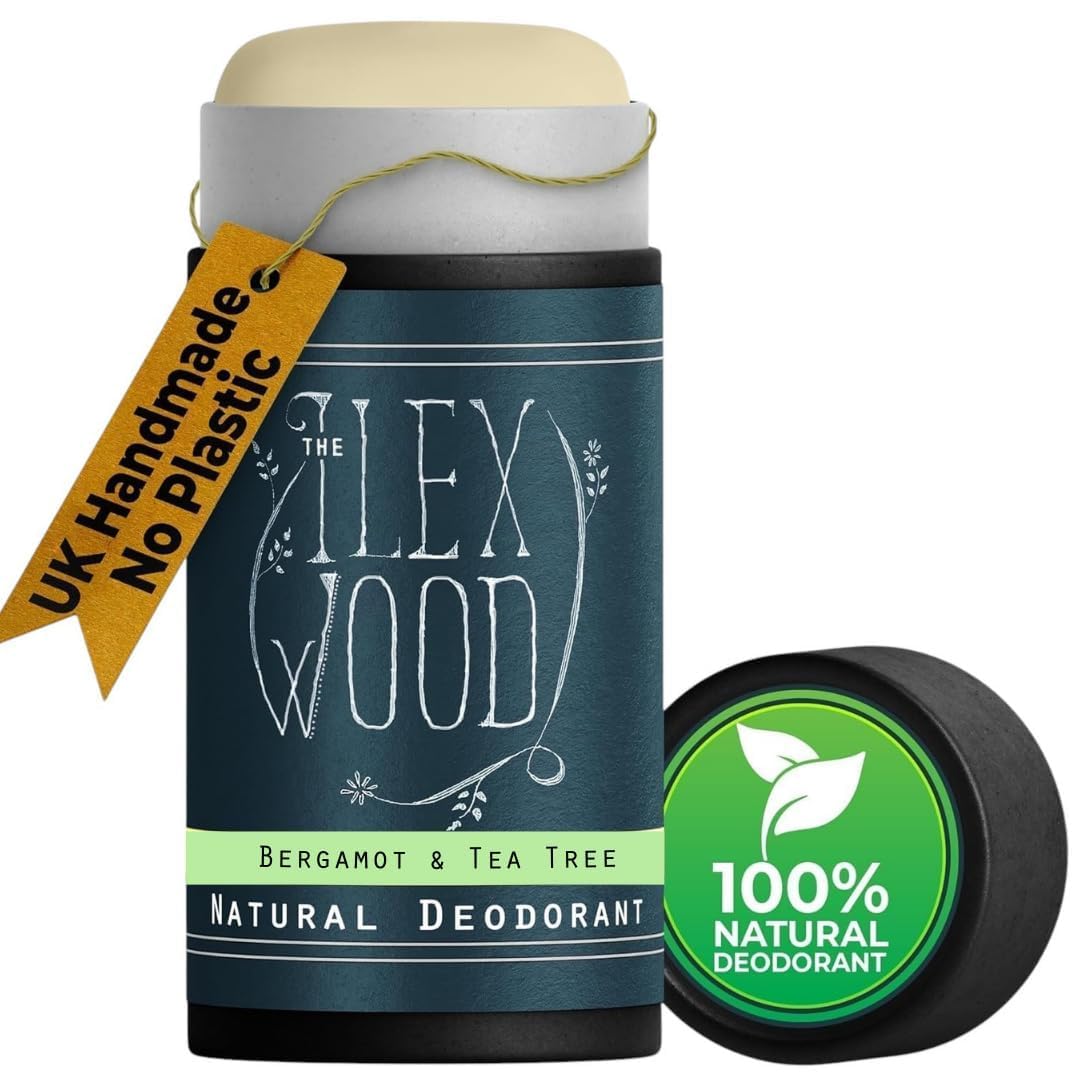 The Ilex Wood - Bergamot and Tea Tree Natural Deodorant - 70ml. Natural Deo in Eco Friendly Cardboard Tube, Vegan, no Plastic, no Alcohol, no Toxins, no Aluminium Salts & Cruelty Free for Women & Men.
