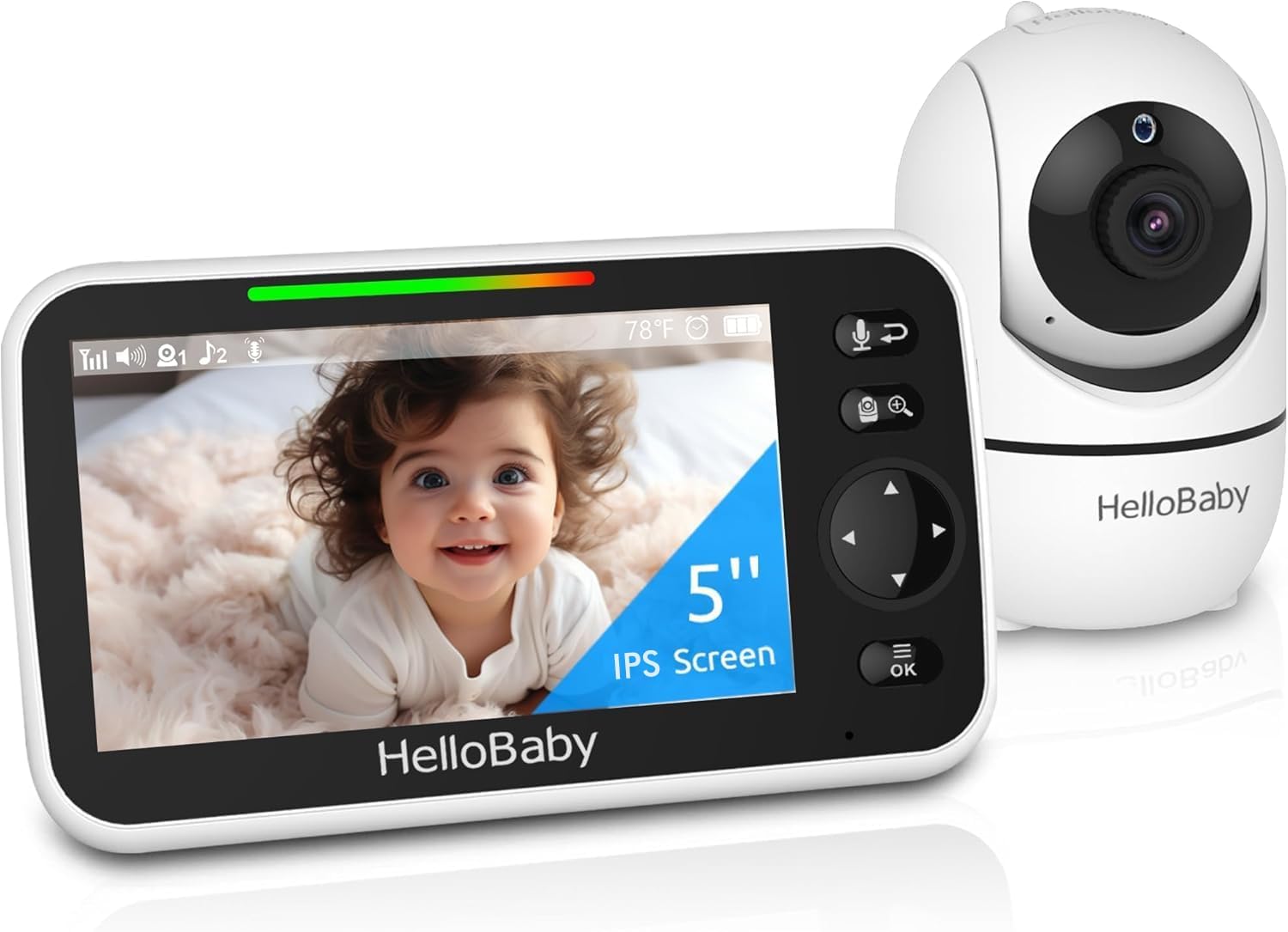HelloBaby HB6550 Baby Monitor with Camera and Night Vision, 5" Split Screen