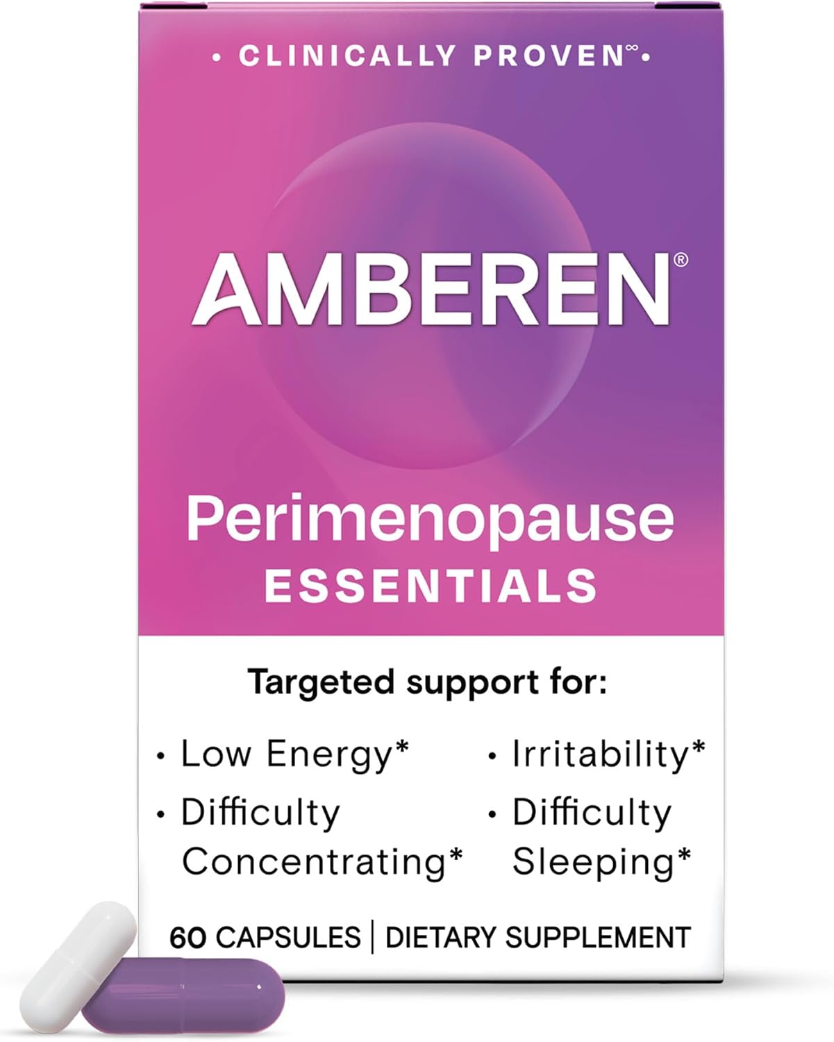 Amberen Perimenopause Supplement for Women, Clinically Proven – Helps Relieve Hot Flashes, Night Sweats, Irritability & Difficulty Sleeping, Helps Support Hormone Balance Hormone-Free, 30-Day Supply