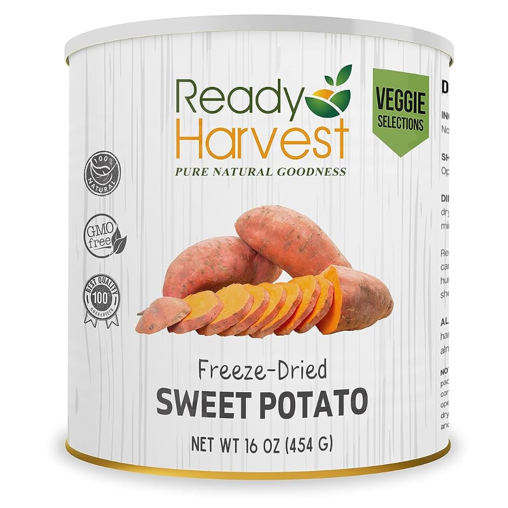 Ready Harvest Freeze-Dried Sweet Potatoes | Camper Must-Haves Camping Essentials | Hurricane Preparedness Items As Survival Food | Pantry Staples | #10 Can | 25-Year Shelf Life