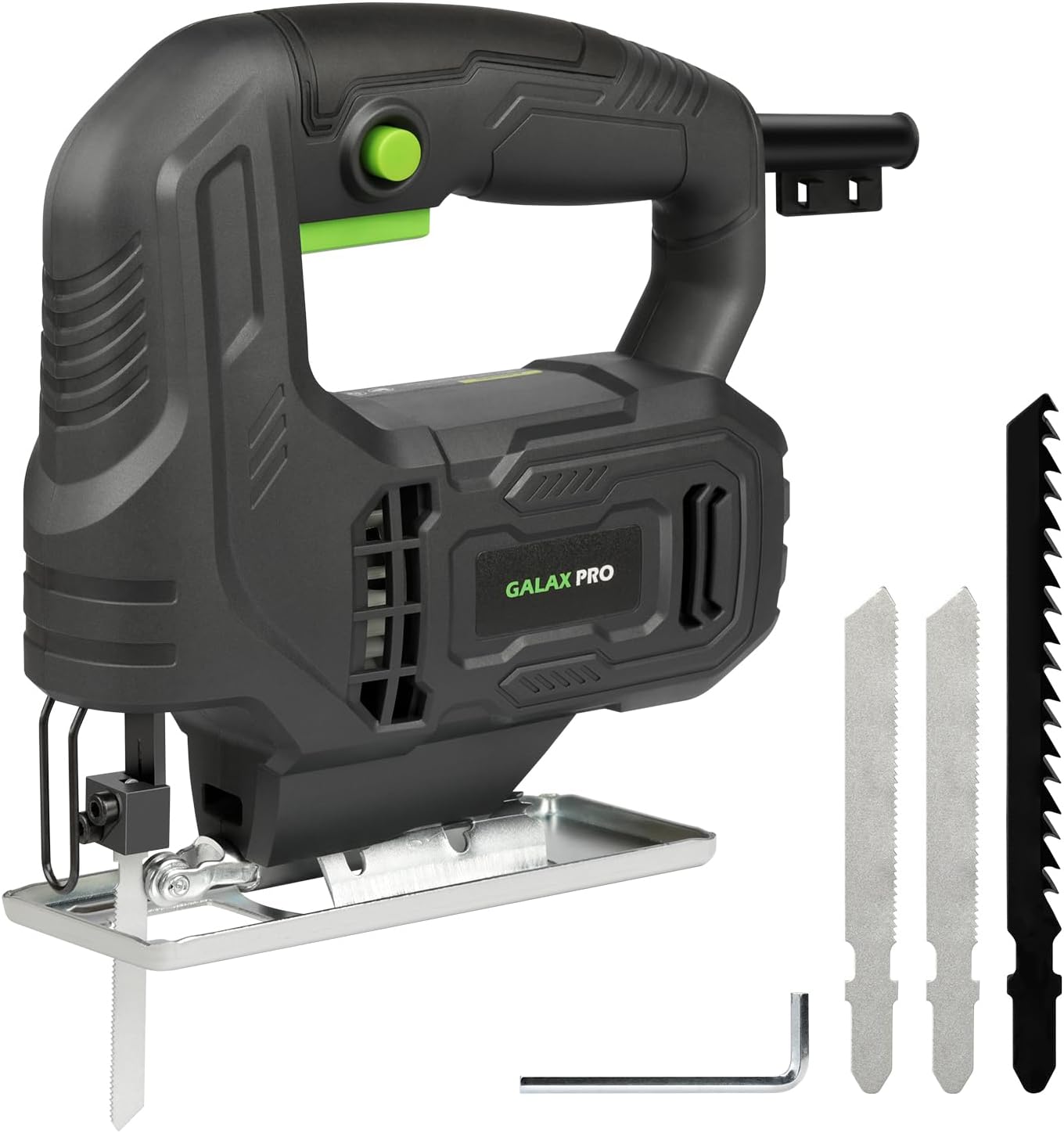 GALAX PRO 400W Variable Speed Jigsaw, 3000 SPM,±45° Bevel Cutting, Lock-on Button, Includes Blades for Wood and Metal