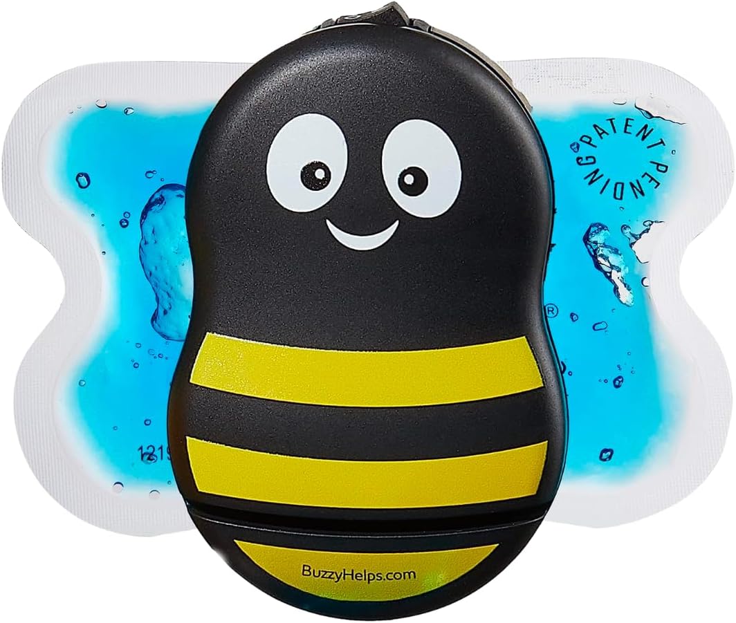 Buzzy - Personal Vibrating Ice Pack - As Seen On Shark Tank - Pain Relief for Shots, IVF, Insulin, Treatments, Vaccines - at Home First Aid - Solution to Reduce Needle Pain & Fear - Striped