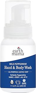Earth Mama Wild Peppermint Hand & Body Wash | Foaming Castile Soap Liquid and Hand Soap, Made with Organic Wild Mint & Peppermint Oil, 5.3 fl oz
