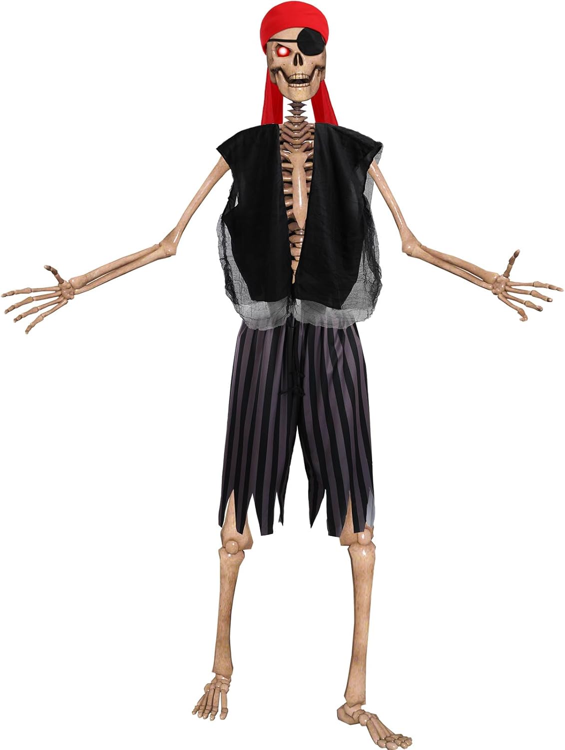Cozypower 4 Pcs 12 ft Skeleton Accessories Giant Pirate Costume Set Halloween Skeleton Clothing Accessories for Garden Lawn Outdoor Halloween Decoration Black