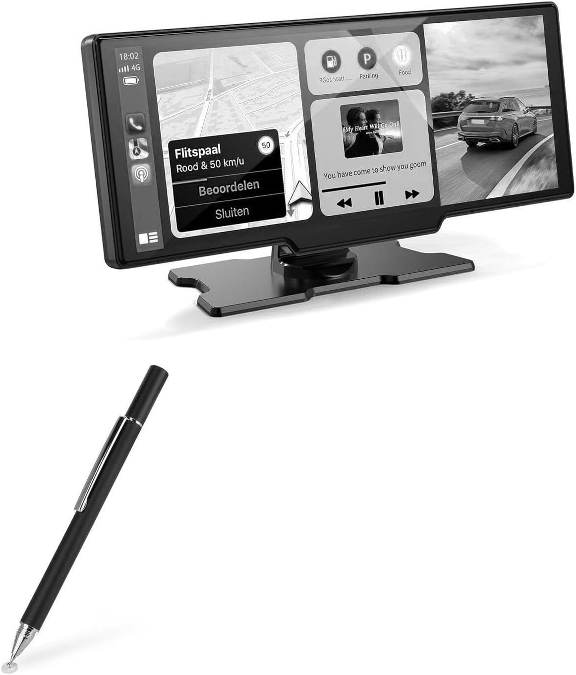 BoxWave Stylus Pen Compatible with Kuayvan Wireless Portable Carplay Screen for Car (10.26 in) - FineTouch Capacitive Stylus, Super Precise Stylus Pen - Jet Black