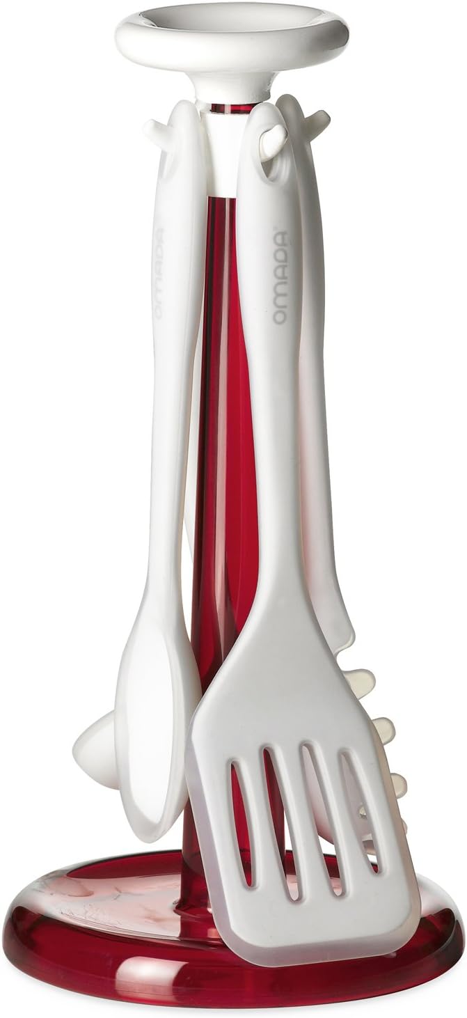 Lorren Home Trends M5430RR Holder with Utensils-Red, Plastic